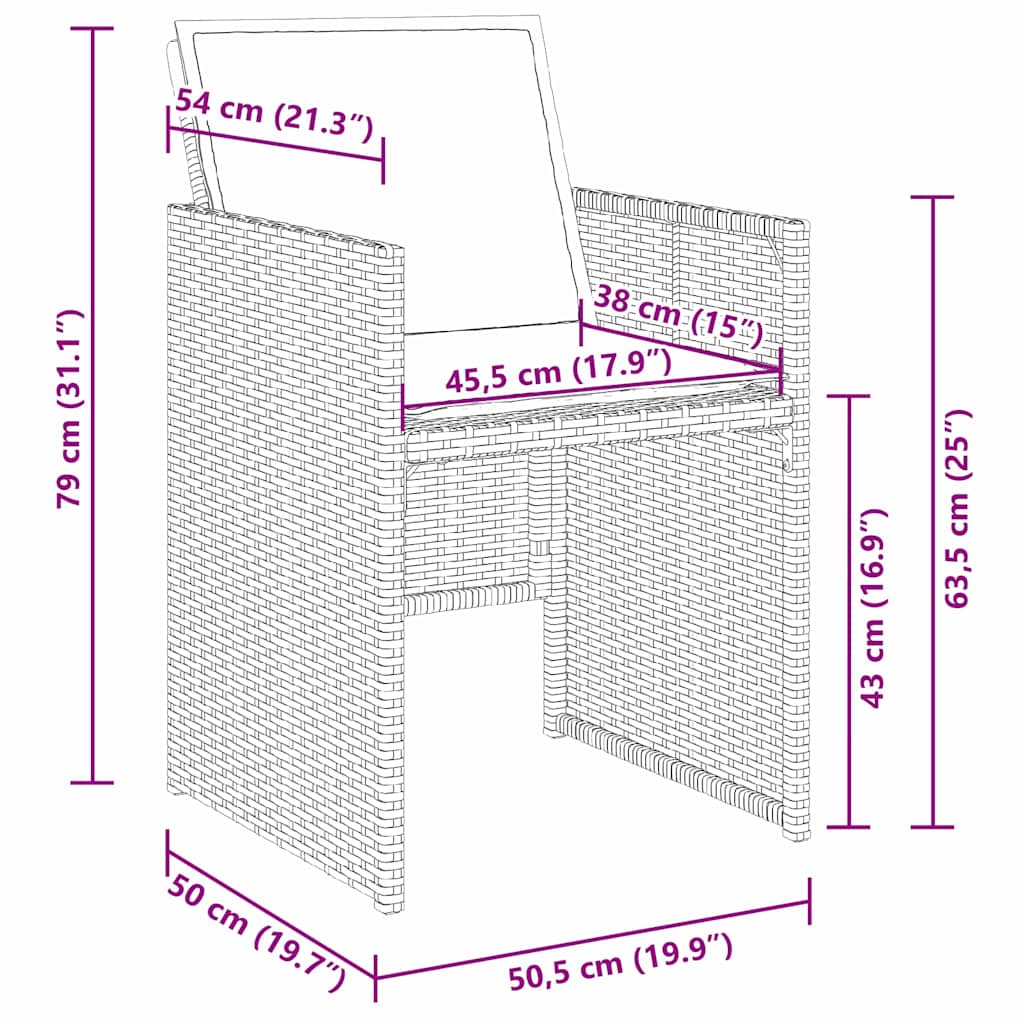 Kert étkező szett 5 pcs Bézs polirattan