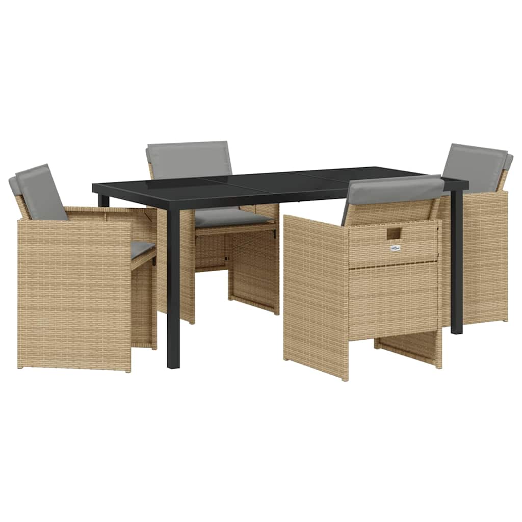 Kert étkező szett 5 pcs Bézs polirattan
