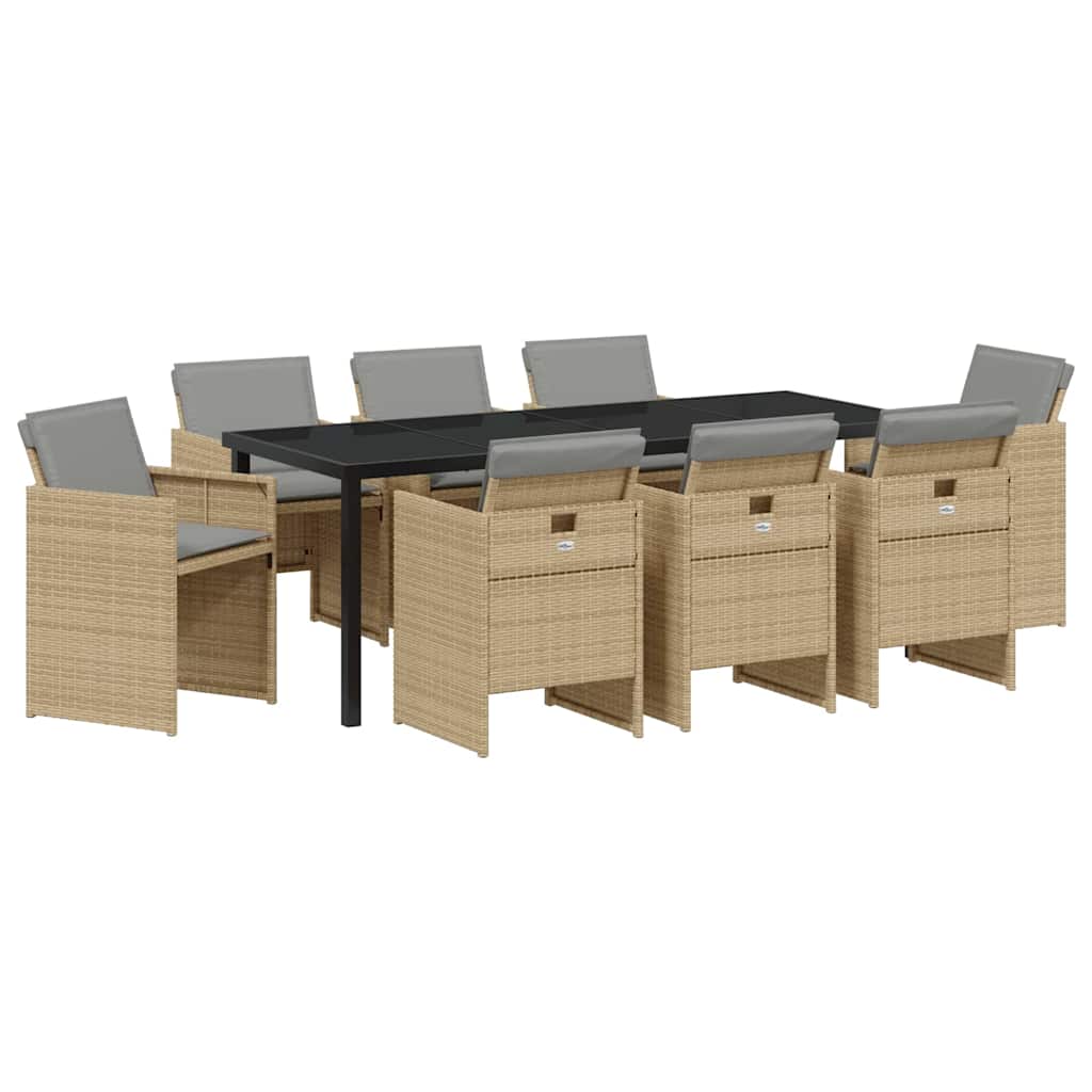 Kert étkező szett 9 pcs Bézs polirattan