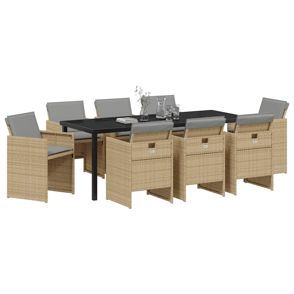 Kert étkező szett 9 pcs Bézs polirattan