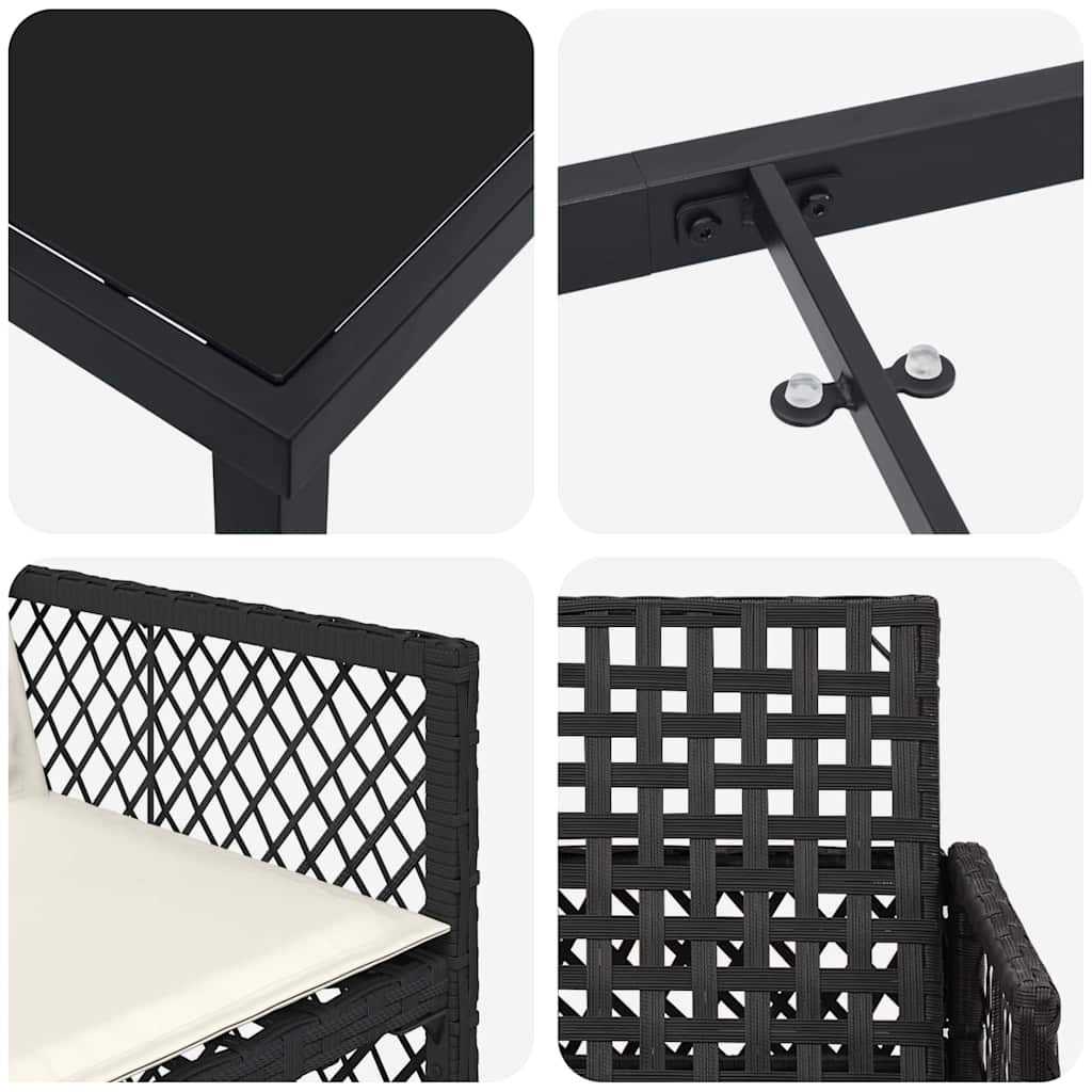 Kert étkező szett 5 pcs Fekete polirattan