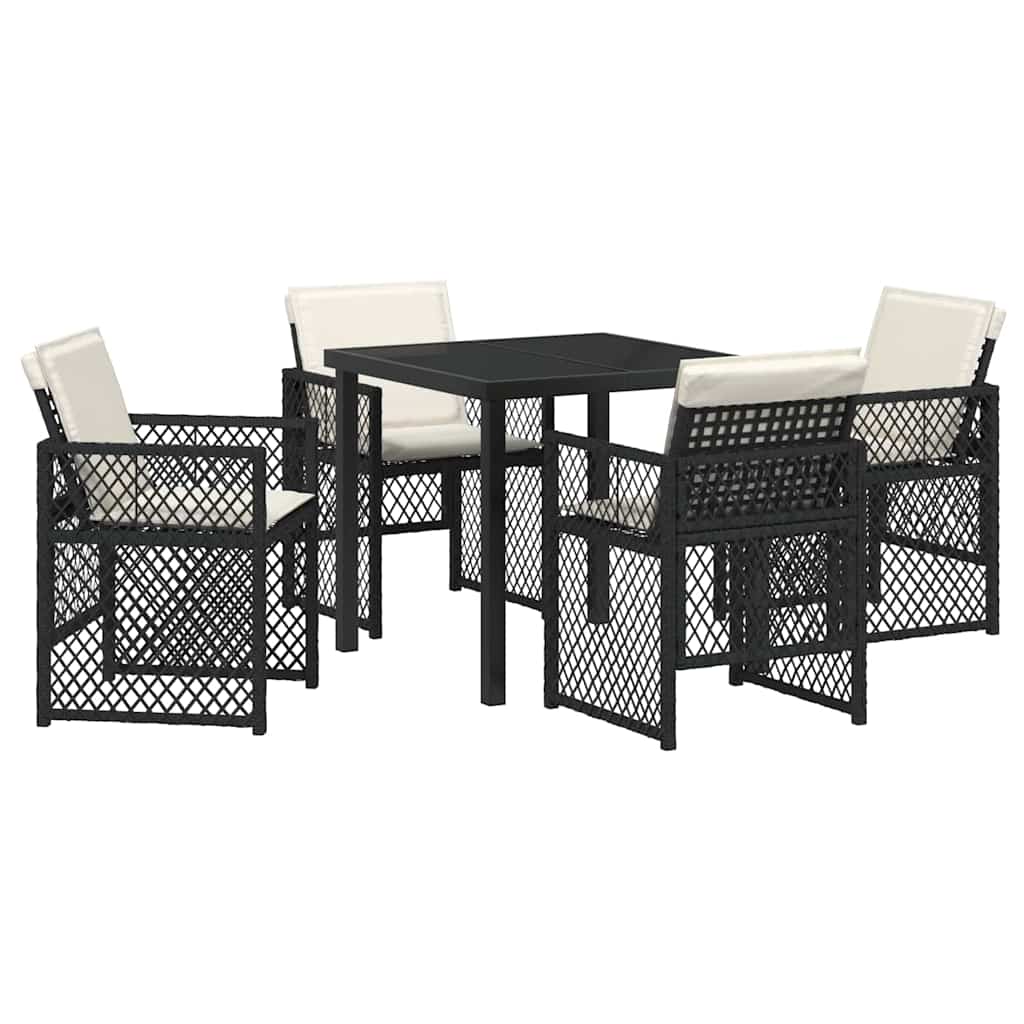 Kert étkező szett 5 pcs Fekete polirattan