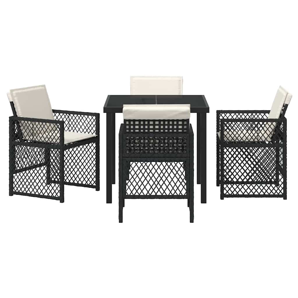 Kert étkező szett 5 pcs Fekete polirattan