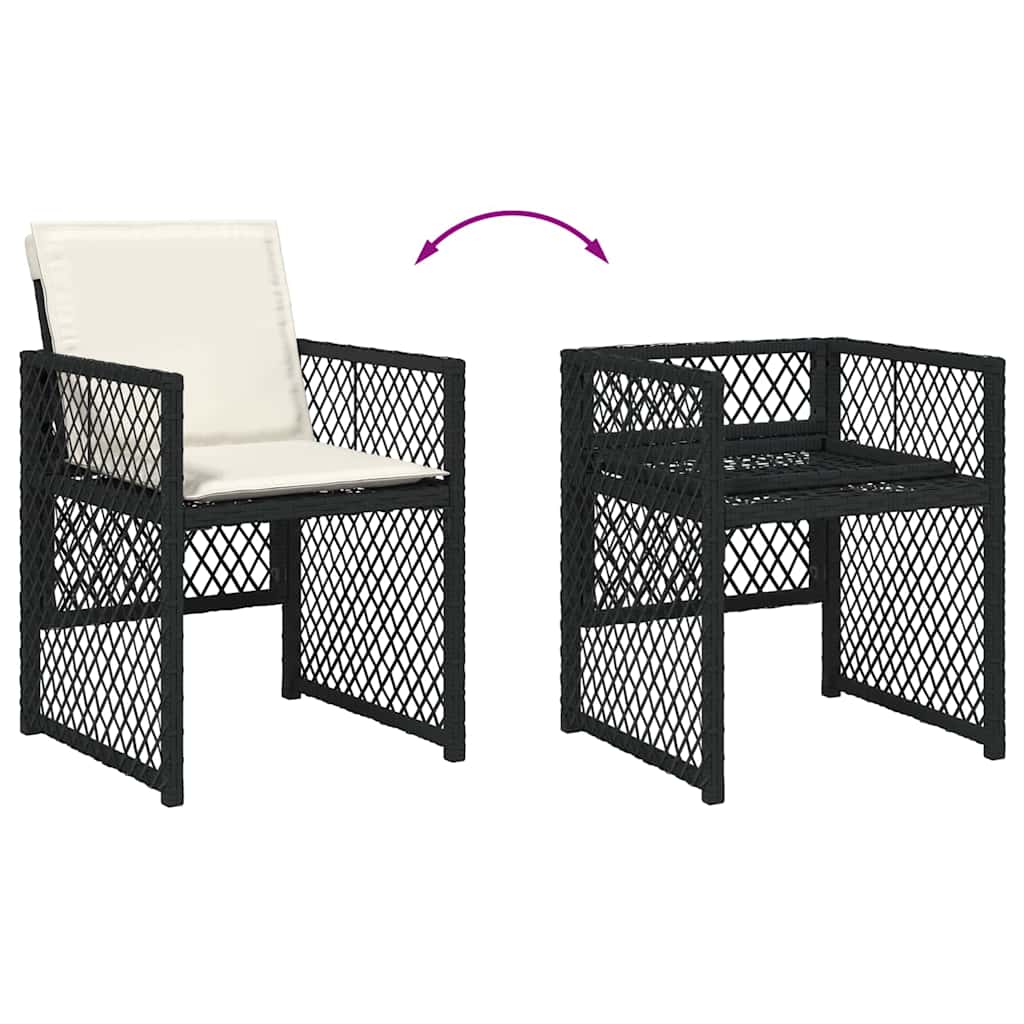 Kert étkező szett 5 pcs Fekete polirattan