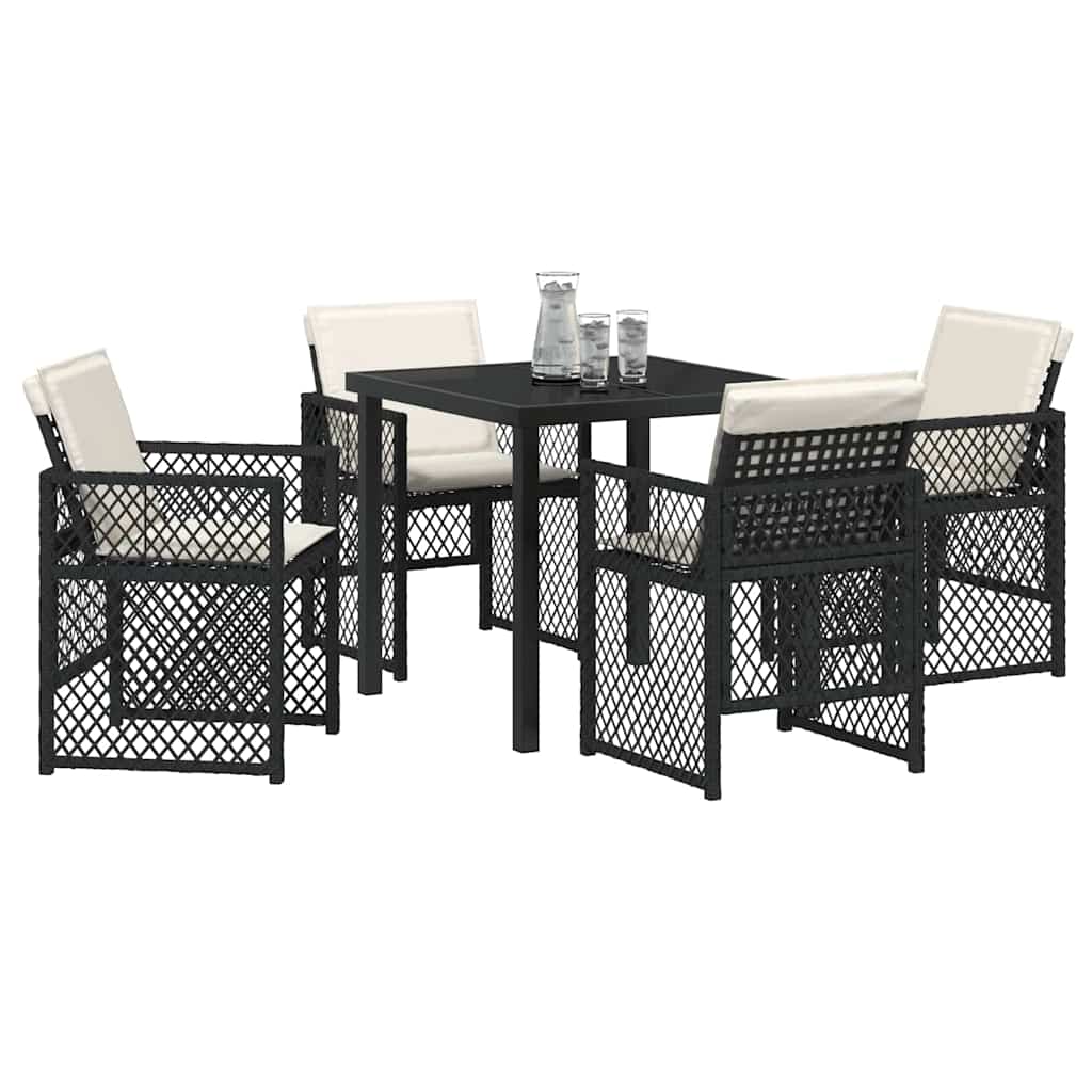 Kert étkező szett 5 pcs Fekete polirattan