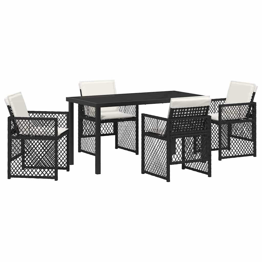 Kert étkező szett 5 pcs Fekete polirattan