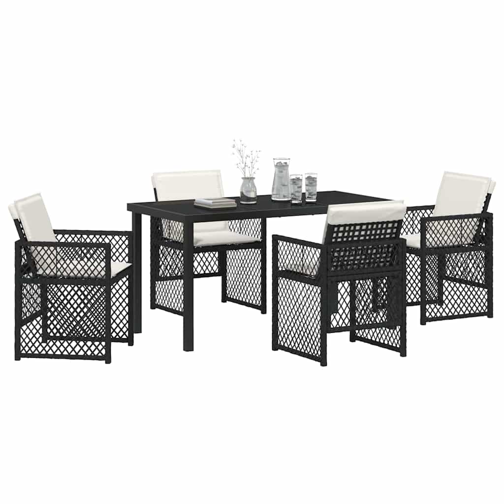 Kert étkező szett 5 pcs Fekete polirattan