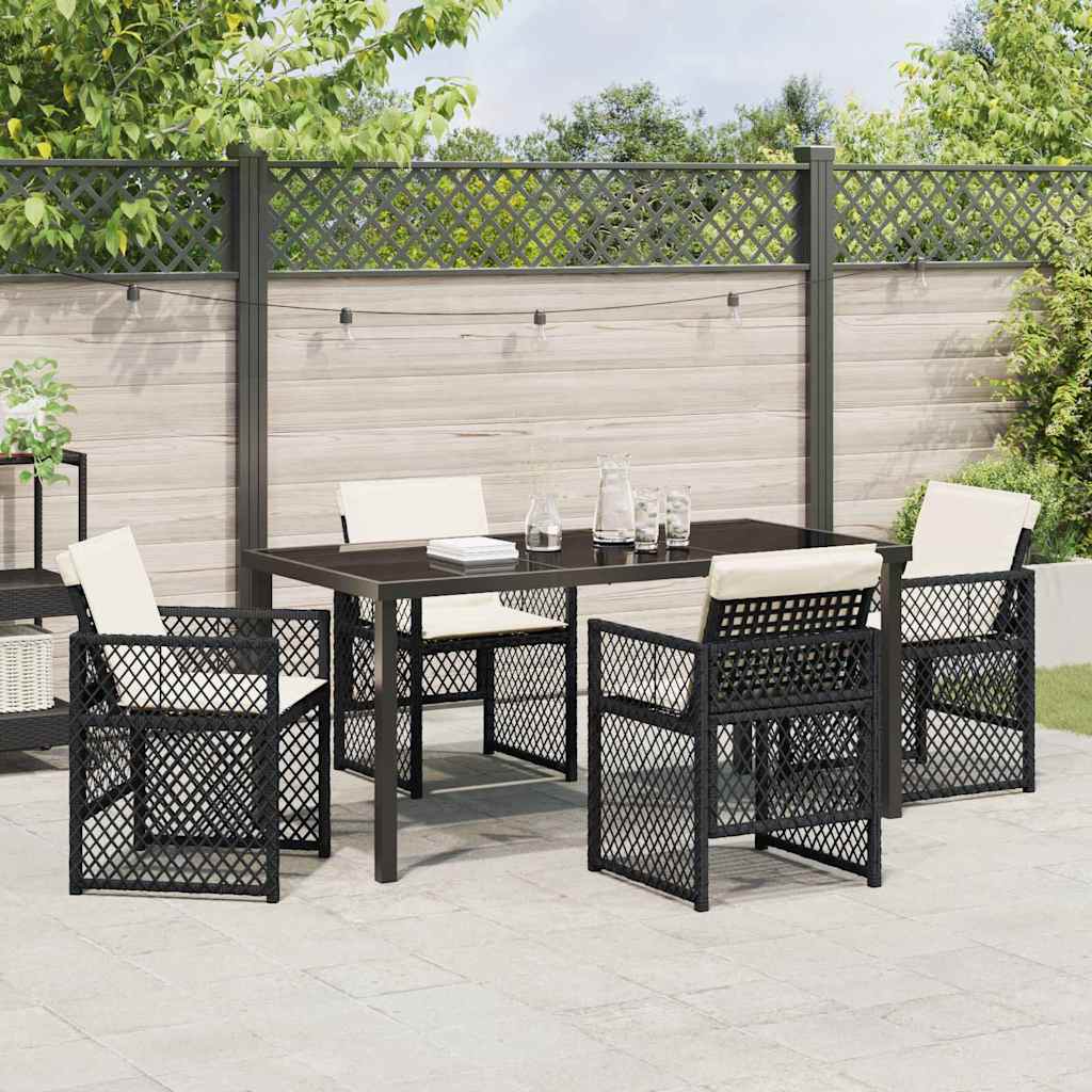 Kert étkező szett 5 pcs Fekete polirattan