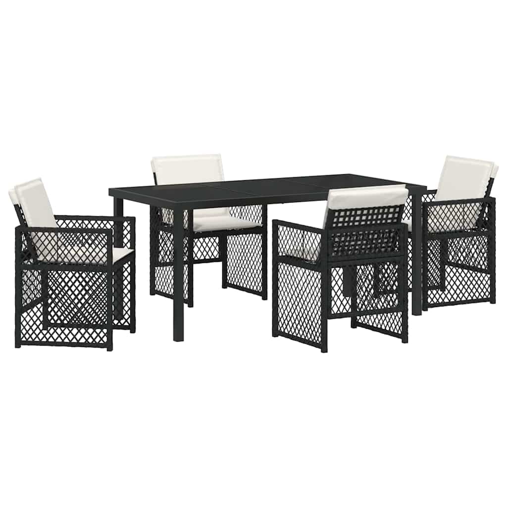 Kert étkező szett 5 pcs Fekete polirattan