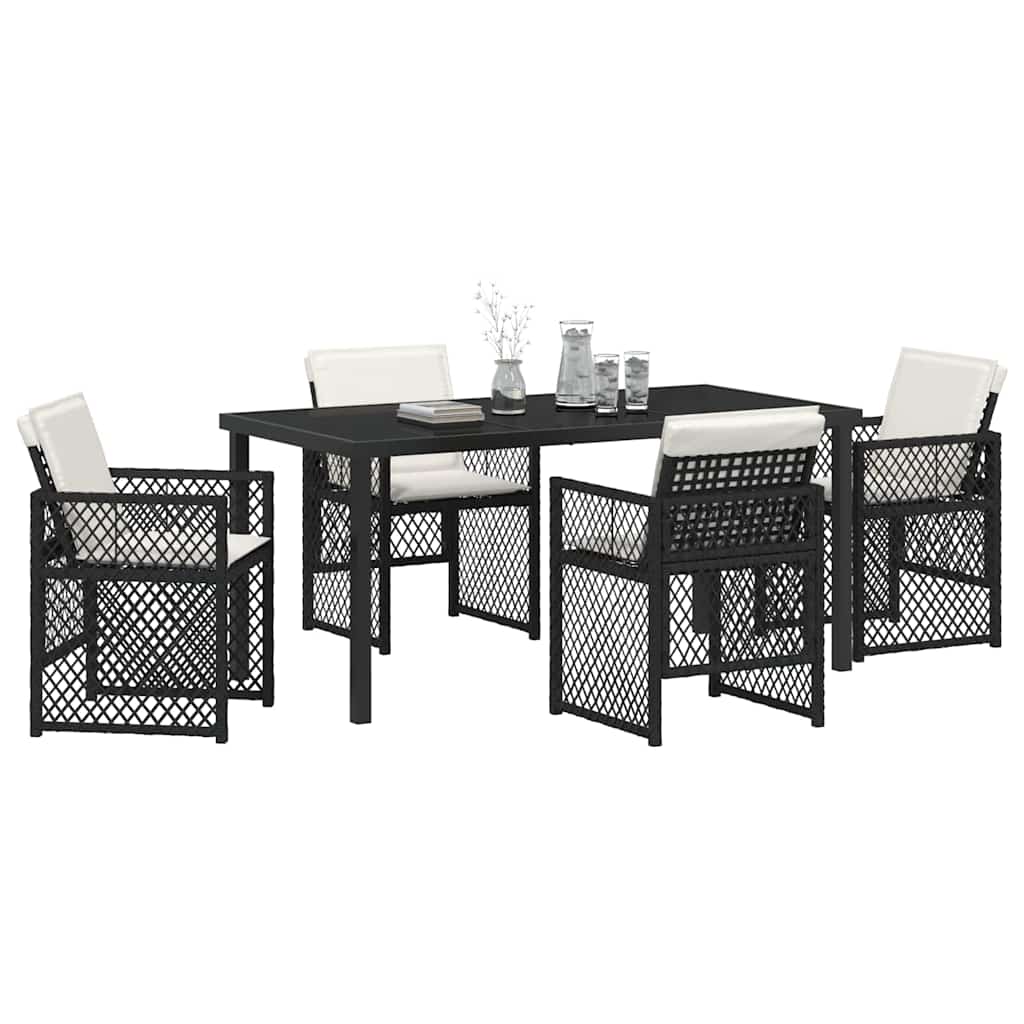 Kert étkező szett 5 pcs Fekete polirattan
