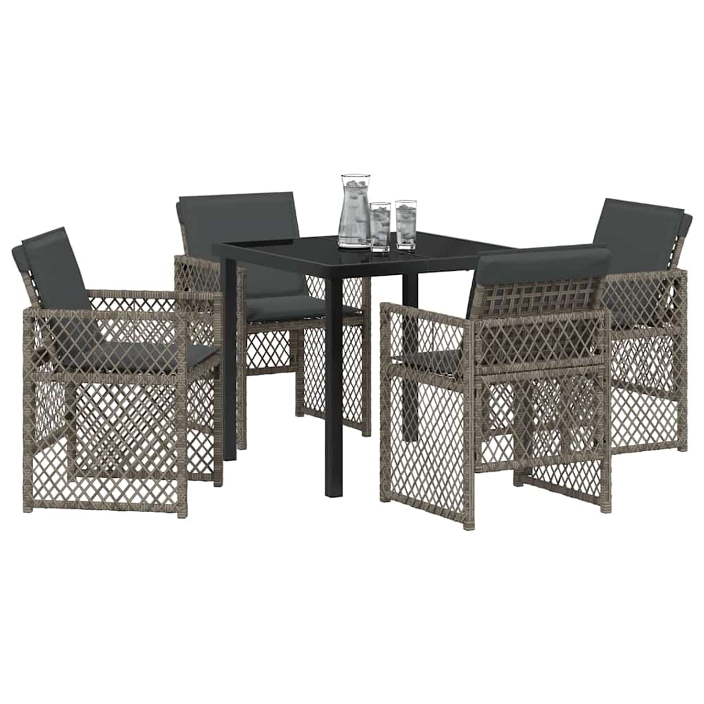 Kert étkező szett 5 pcs Szürke polirattan