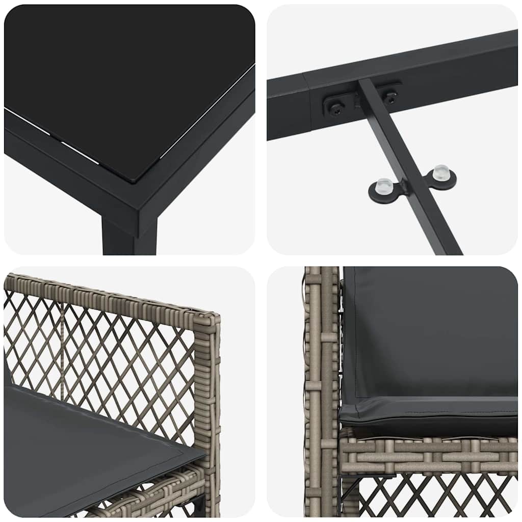 Kert étkező szett 5 pcs Szürke polirattan