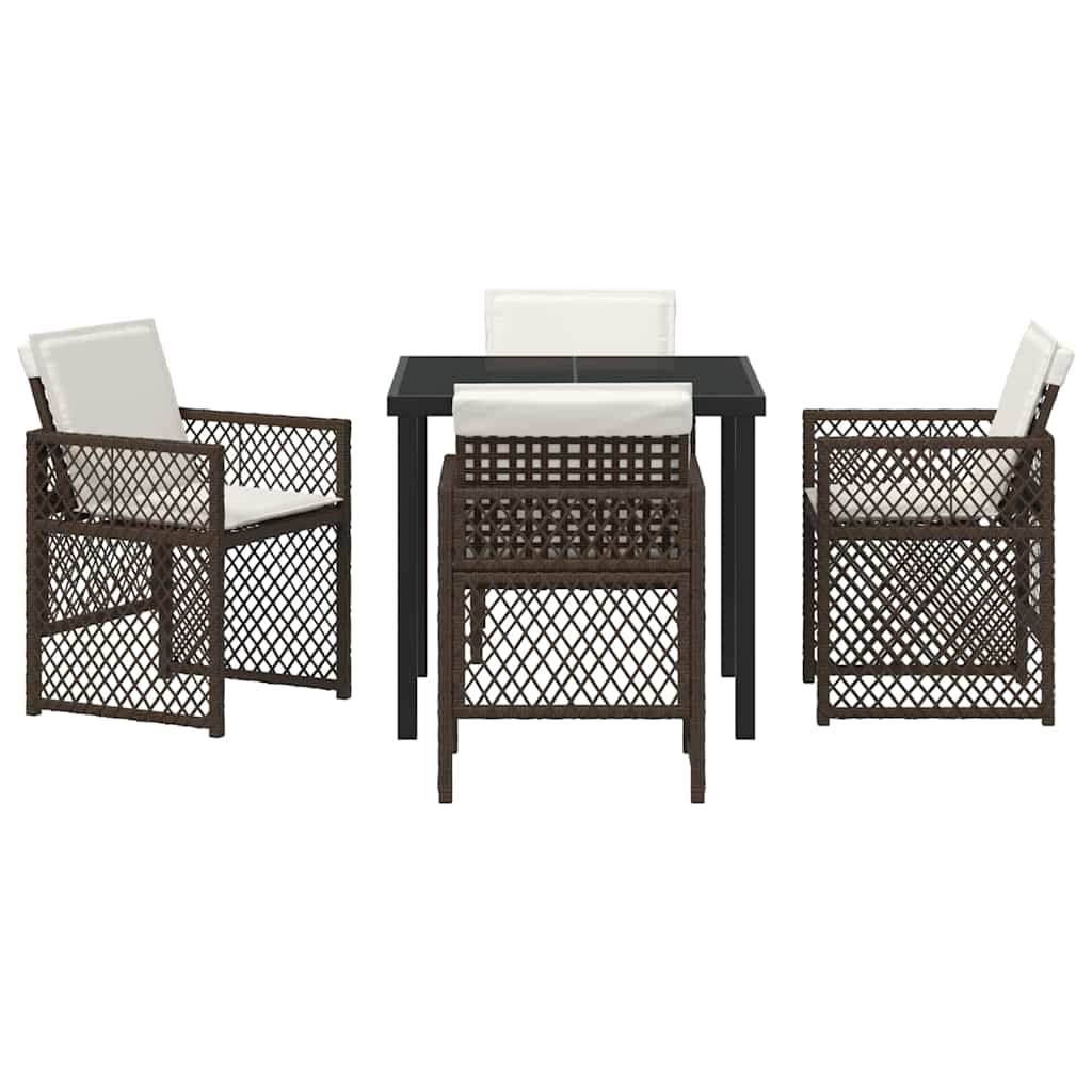 Kert étkező szett 5 pcs Barna polirattan