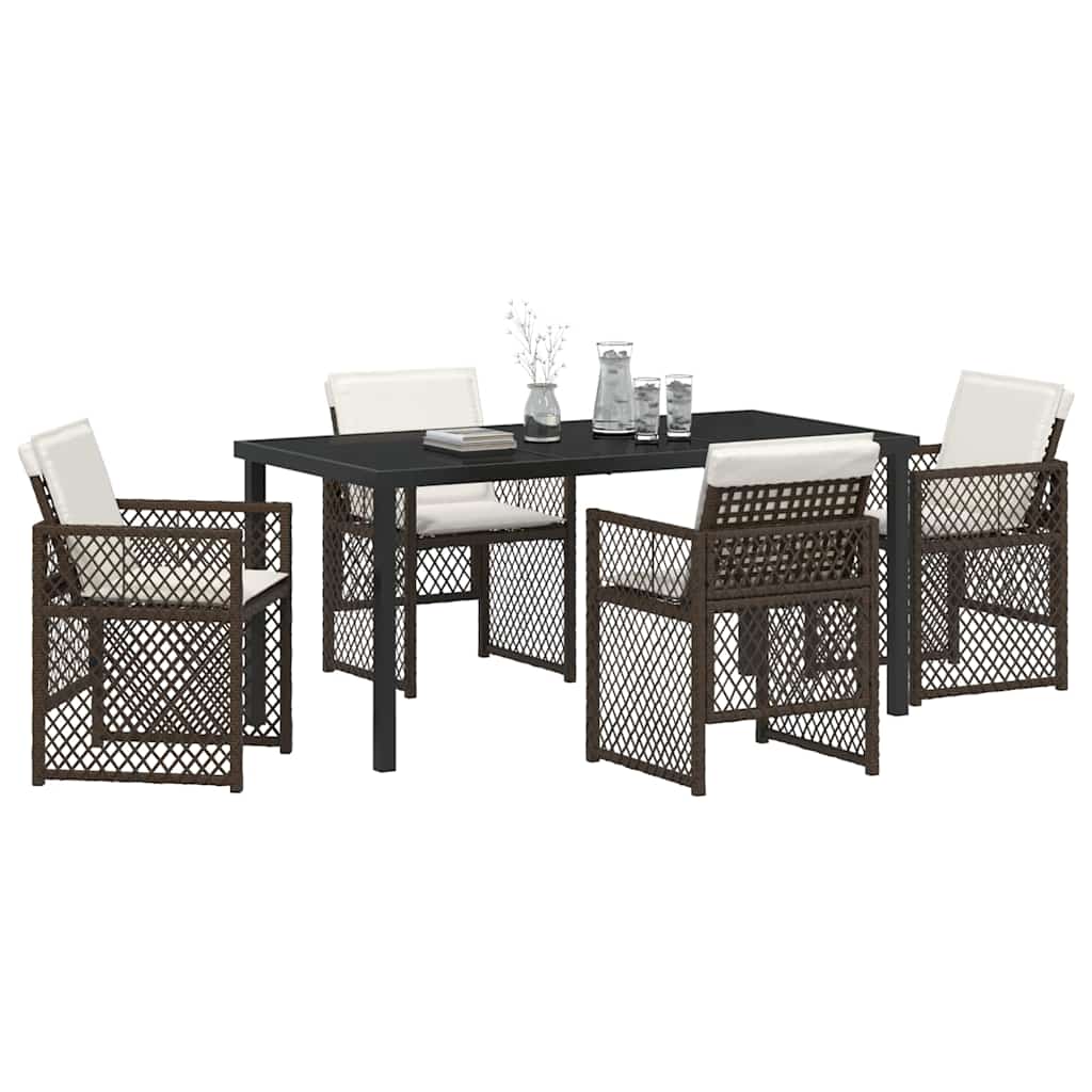 Kert étkező szett 5 pcs Barna polirattan