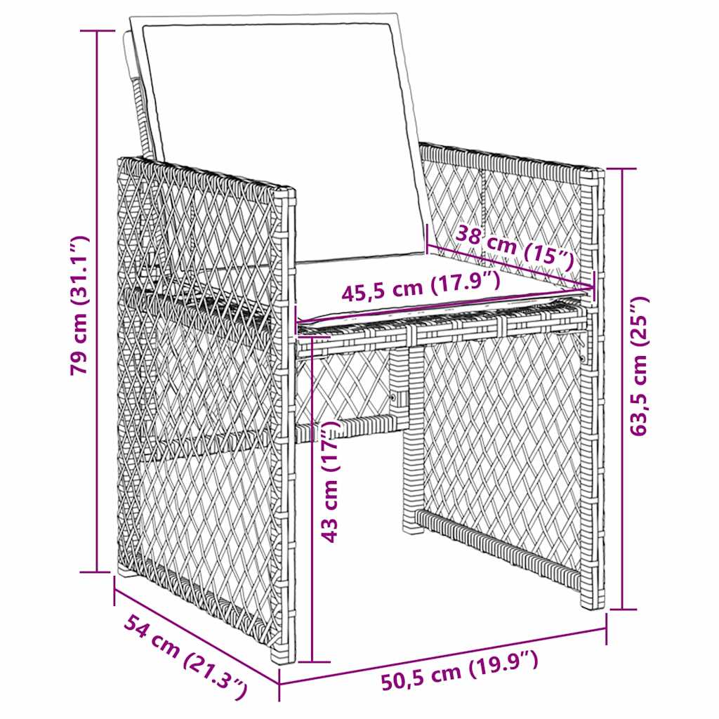 Kert étkező szett 9 pcs Világosszürke polirattan