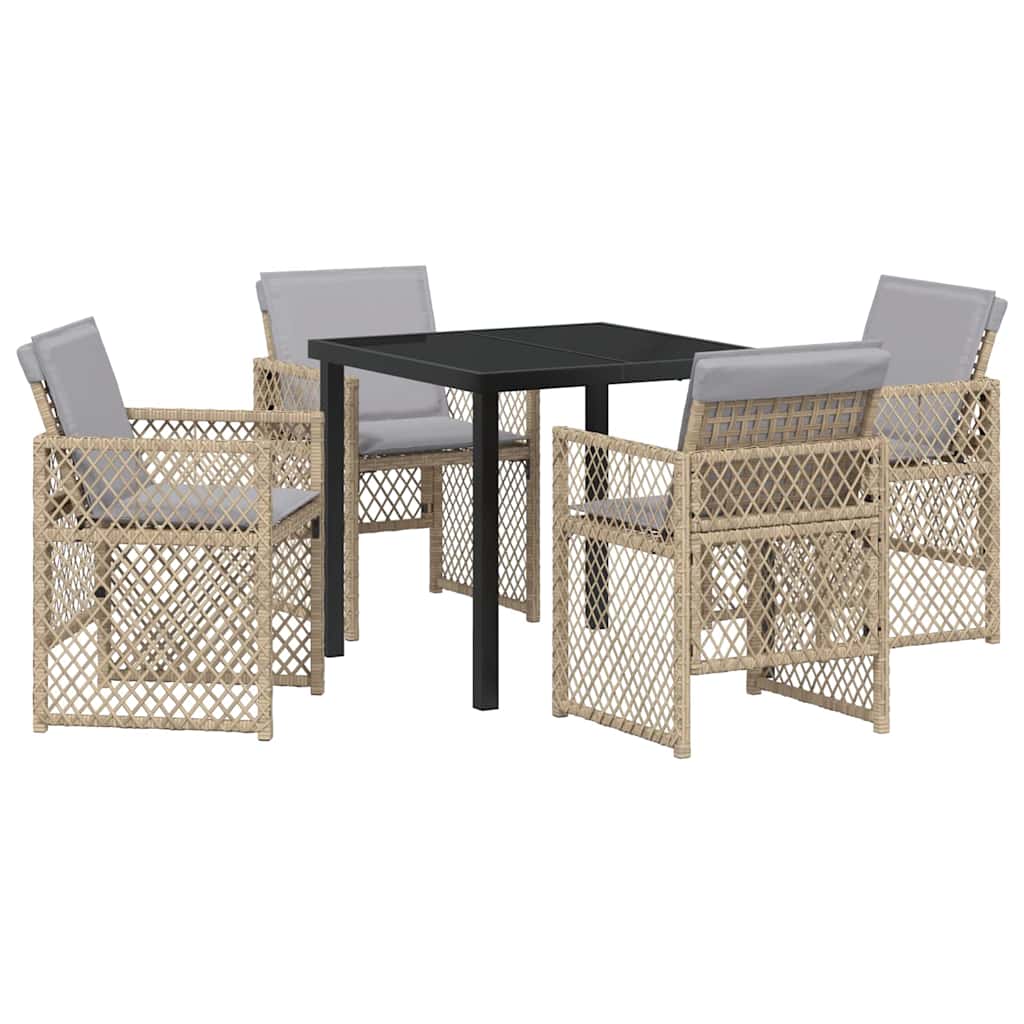 Kert étkező szett 5 pcs Bézs polirattan