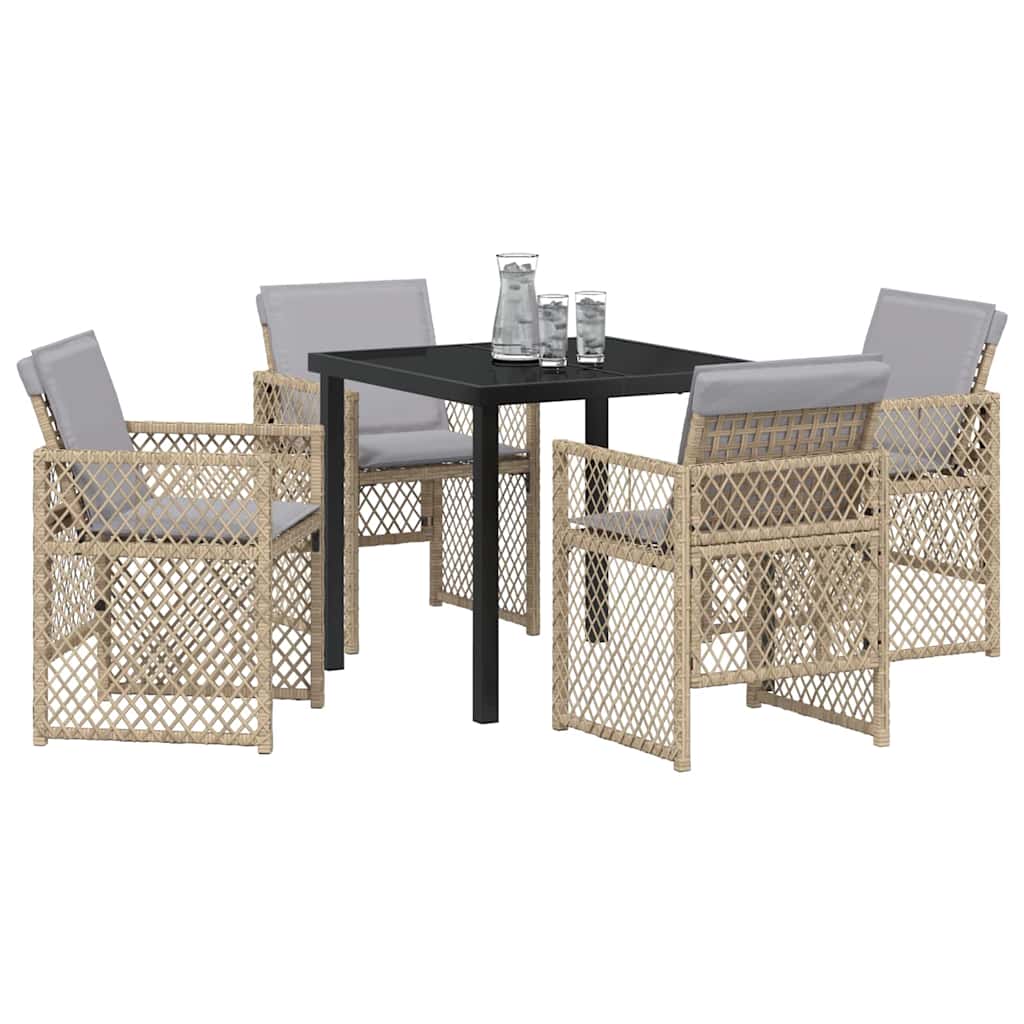 Kert étkező szett 5 pcs Bézs polirattan