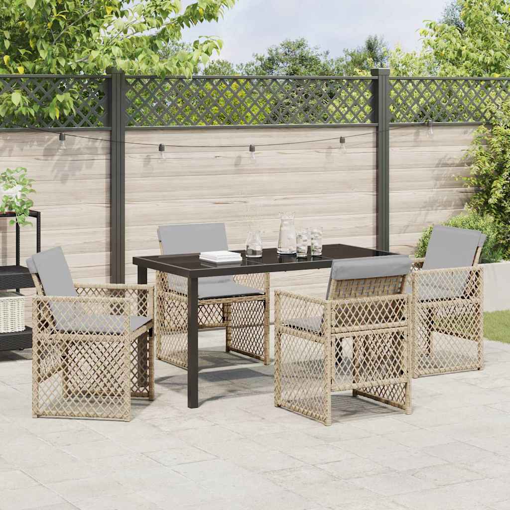 Kert étkező szett 5 pcs Bézs polirattan
