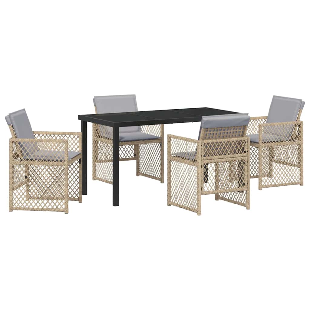 Kert étkező szett 5 pcs Bézs polirattan