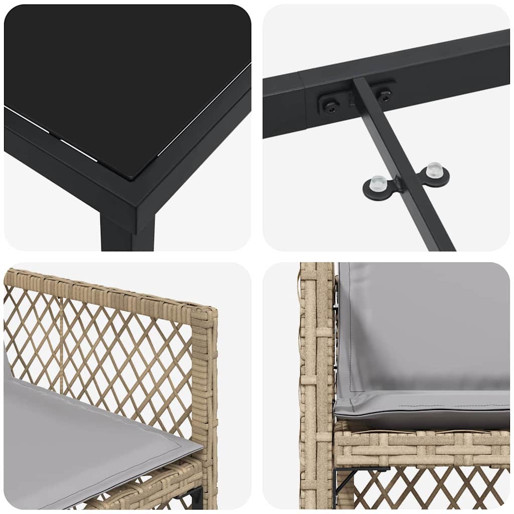 Kert étkező szett 5 pcs Bézs polirattan