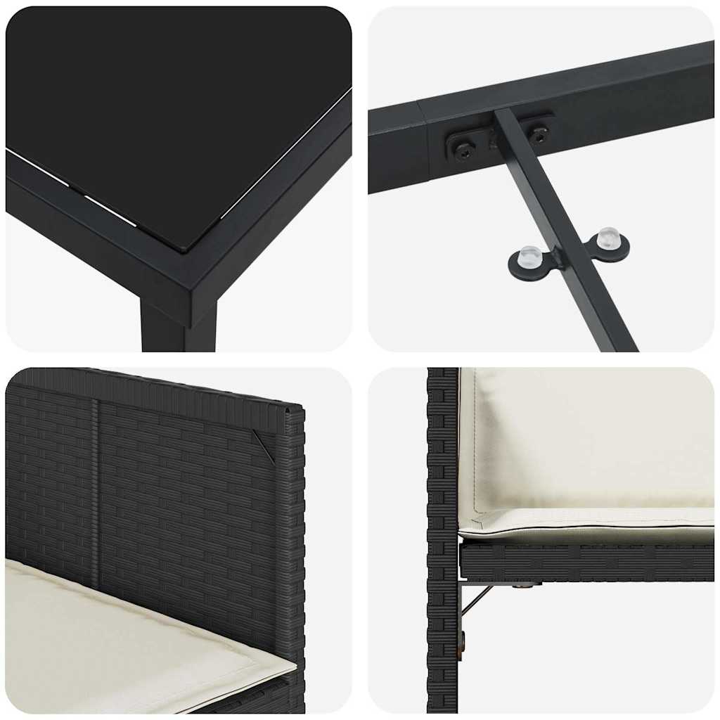 Kert étkező szett 5 pcs Fekete polirattan