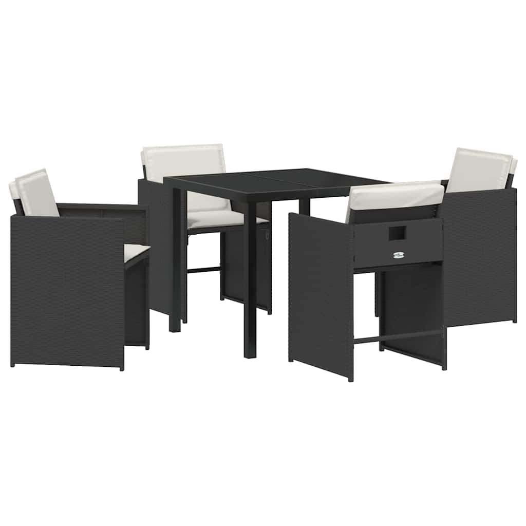 Kert étkező szett 5 pcs Fekete polirattan