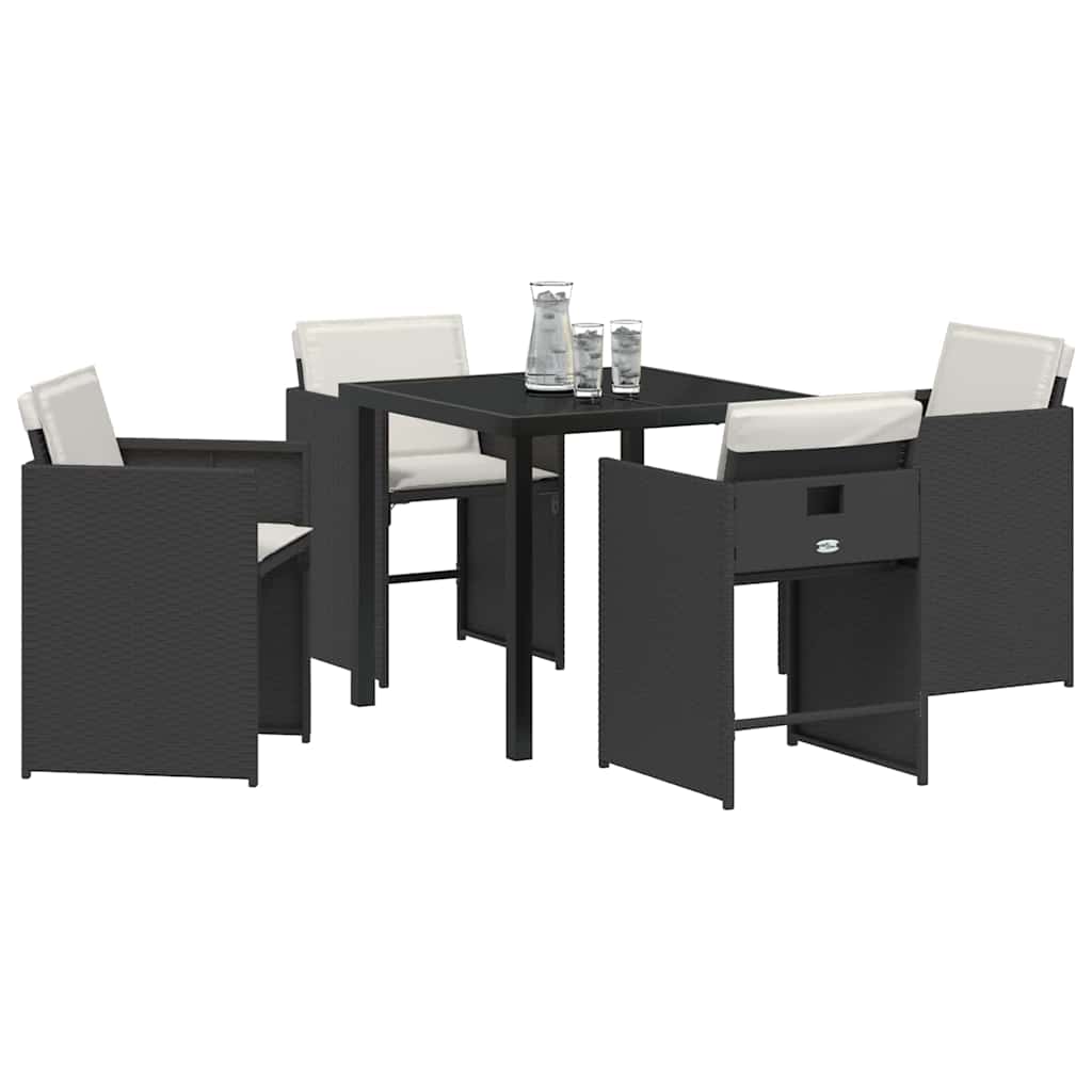 Kert étkező szett 5 pcs Fekete polirattan