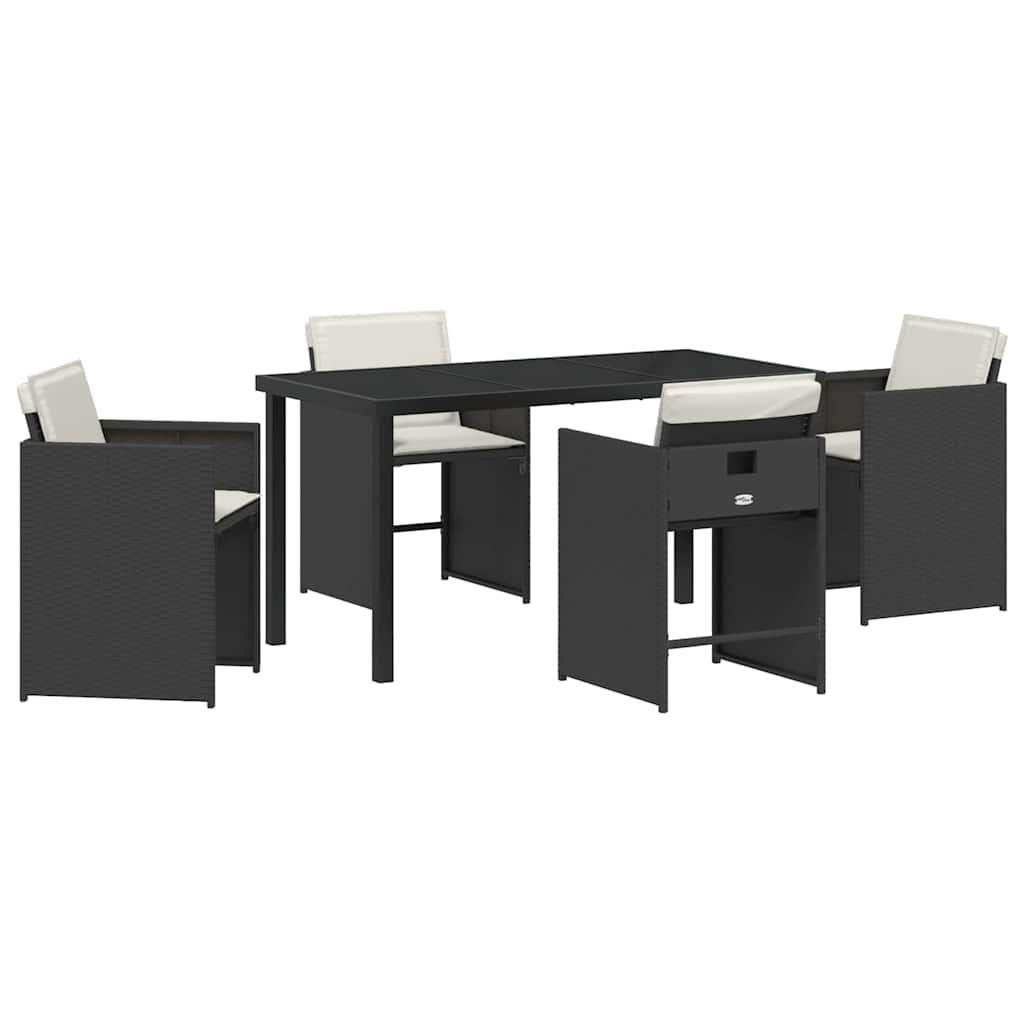 Kert étkező szett 5 pcs Fekete polirattan