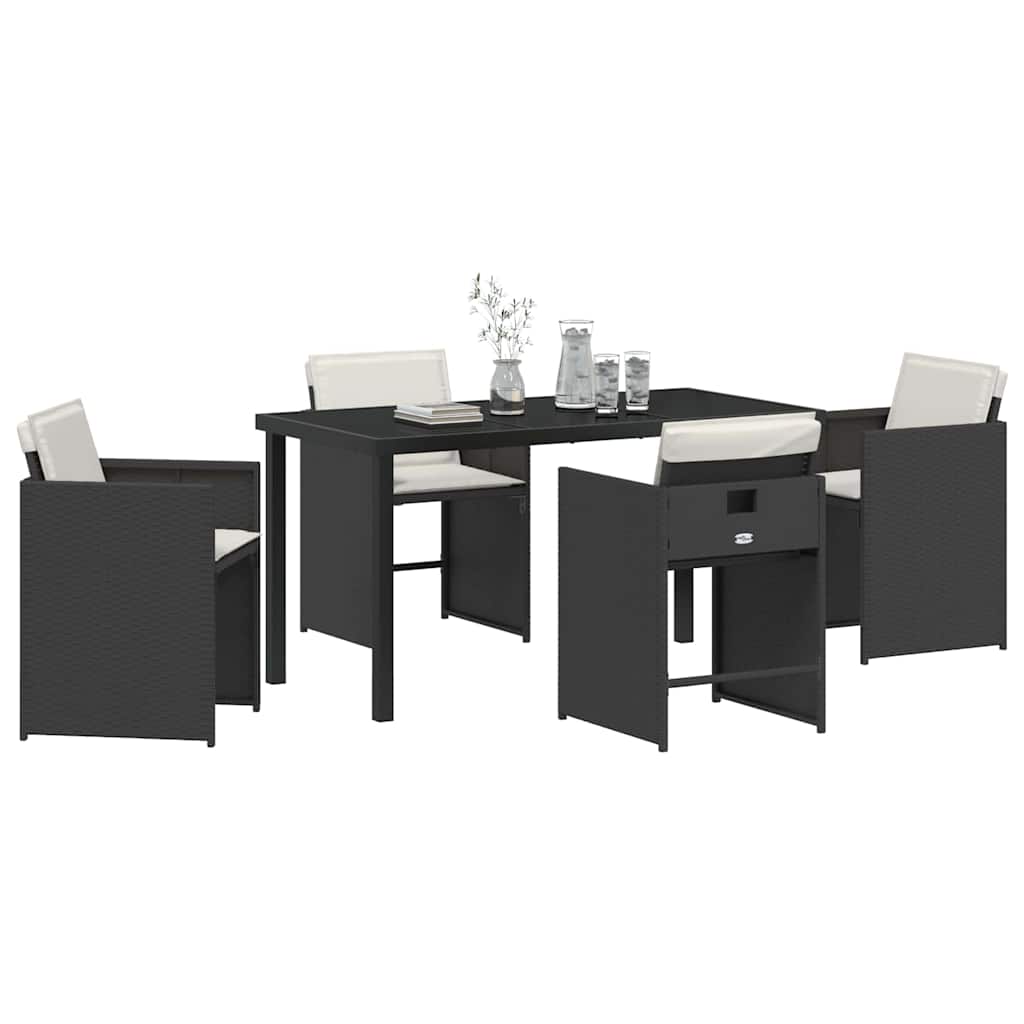 Kert étkező szett 5 pcs Fekete polirattan