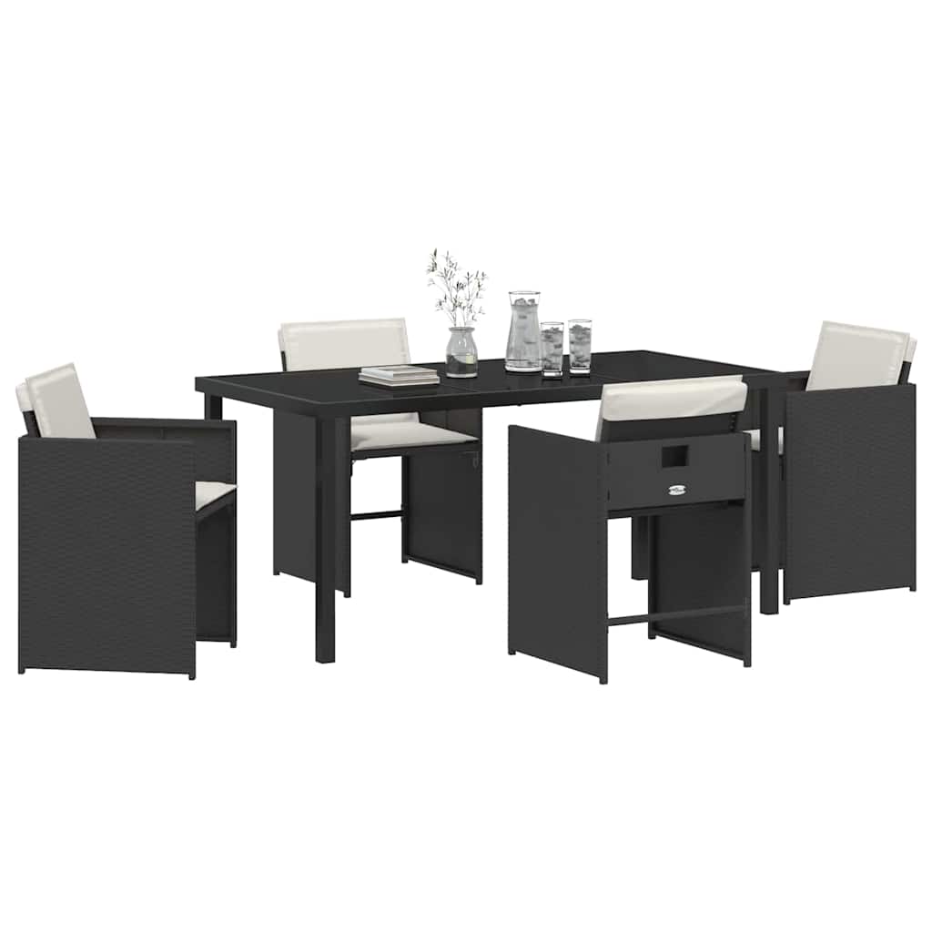 Kert étkező szett 5 pcs Fekete polirattan