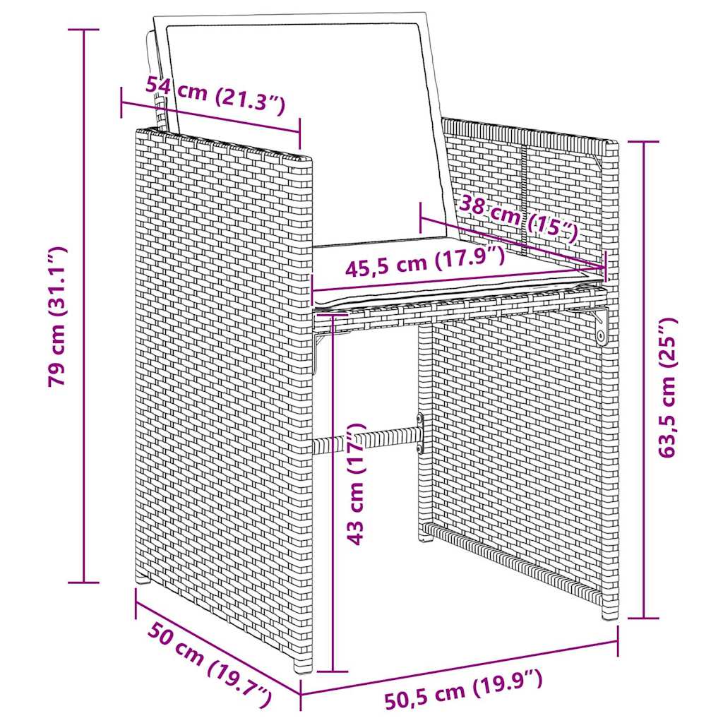 Kert étkező szett 5 pcs Fekete polirattan