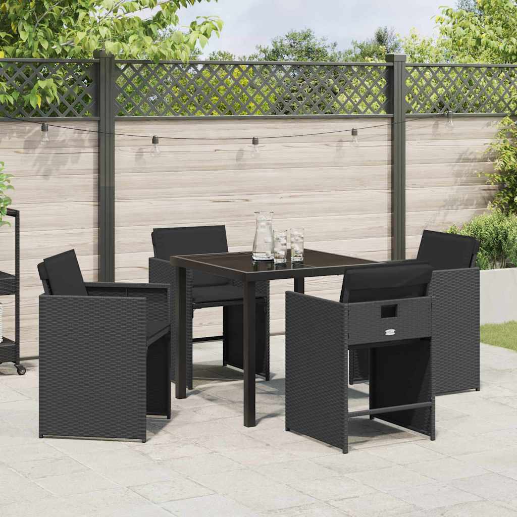 Kert étkező szett 5 pcs Fekete polirattan