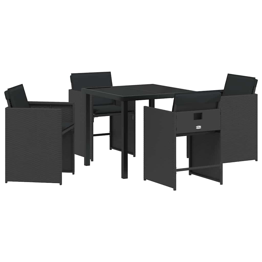Kert étkező szett 5 pcs Fekete polirattan
