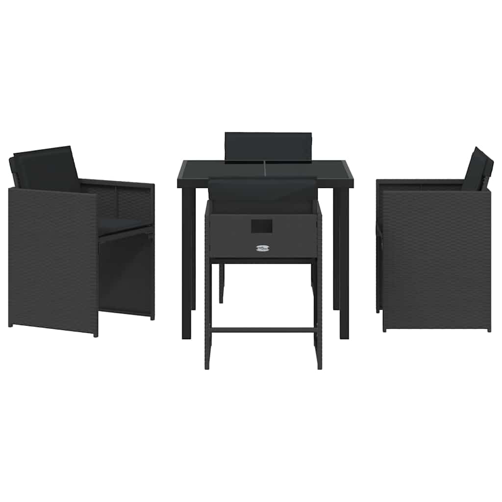 Kert étkező szett 5 pcs Fekete polirattan