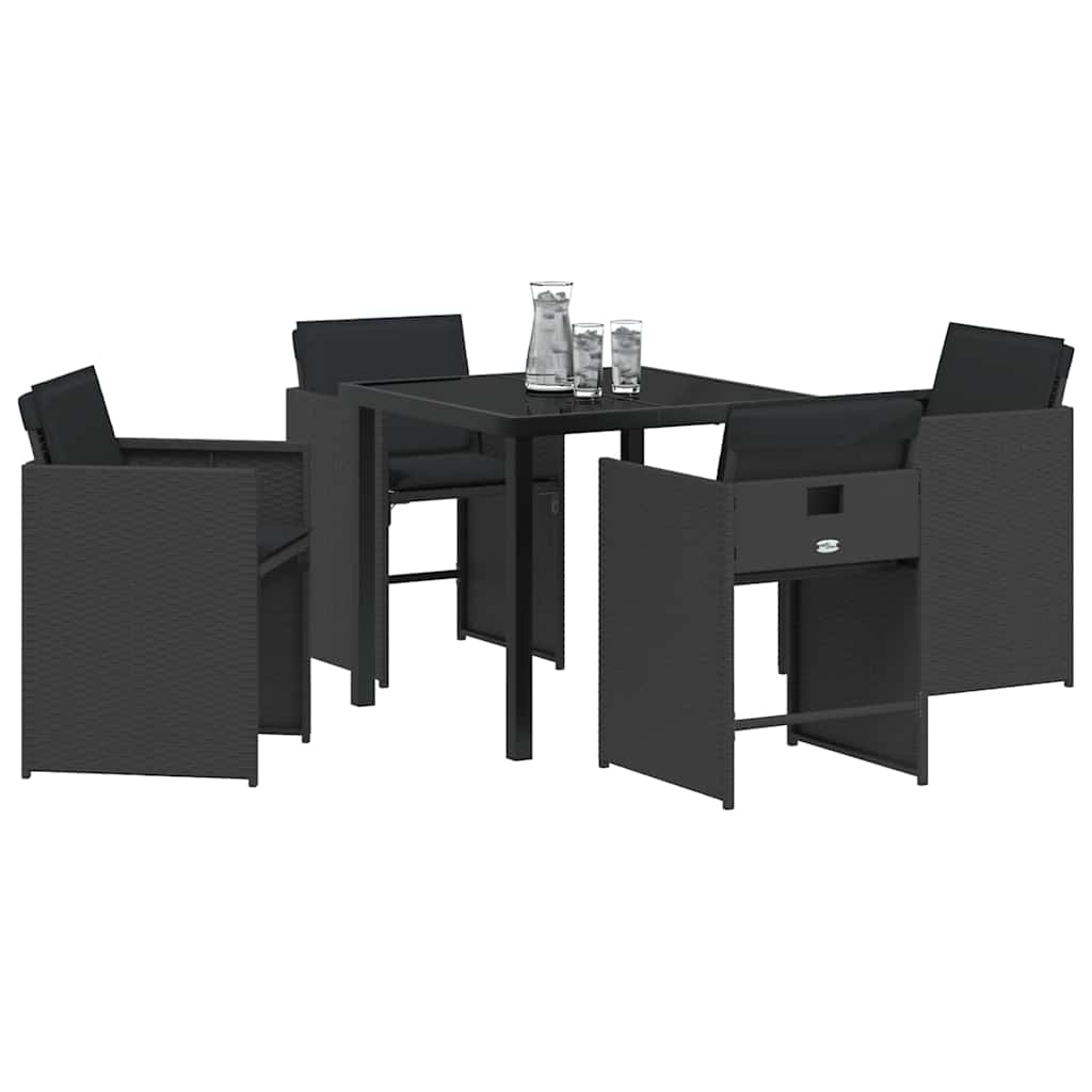 Kert étkező szett 5 pcs Fekete polirattan