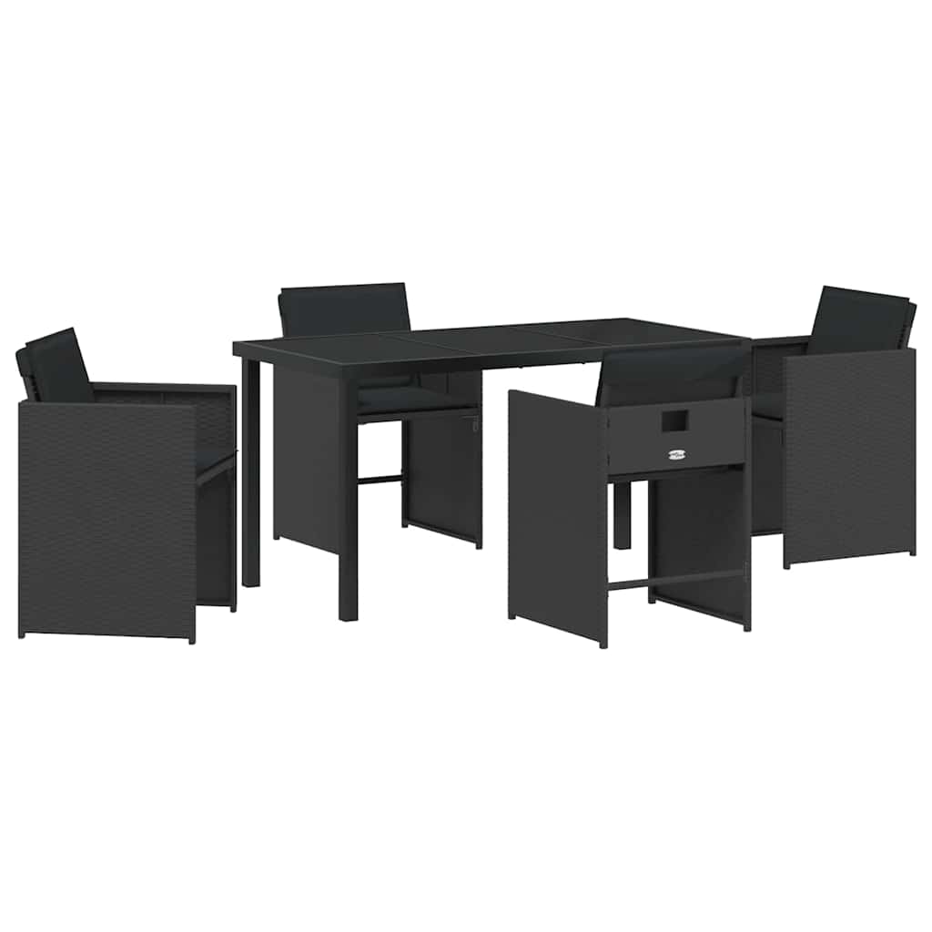 Kert étkező szett 5 pcs Fekete polirattan