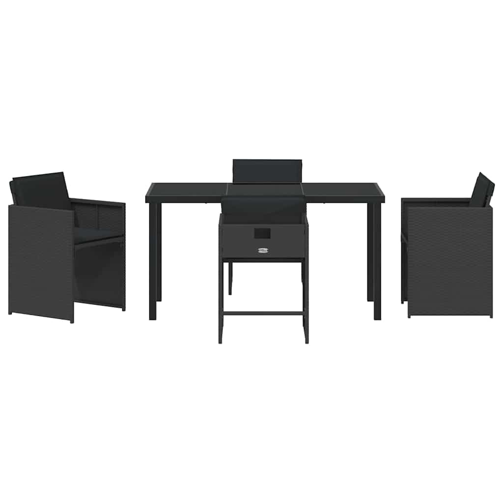 Kert étkező szett 5 pcs Fekete polirattan