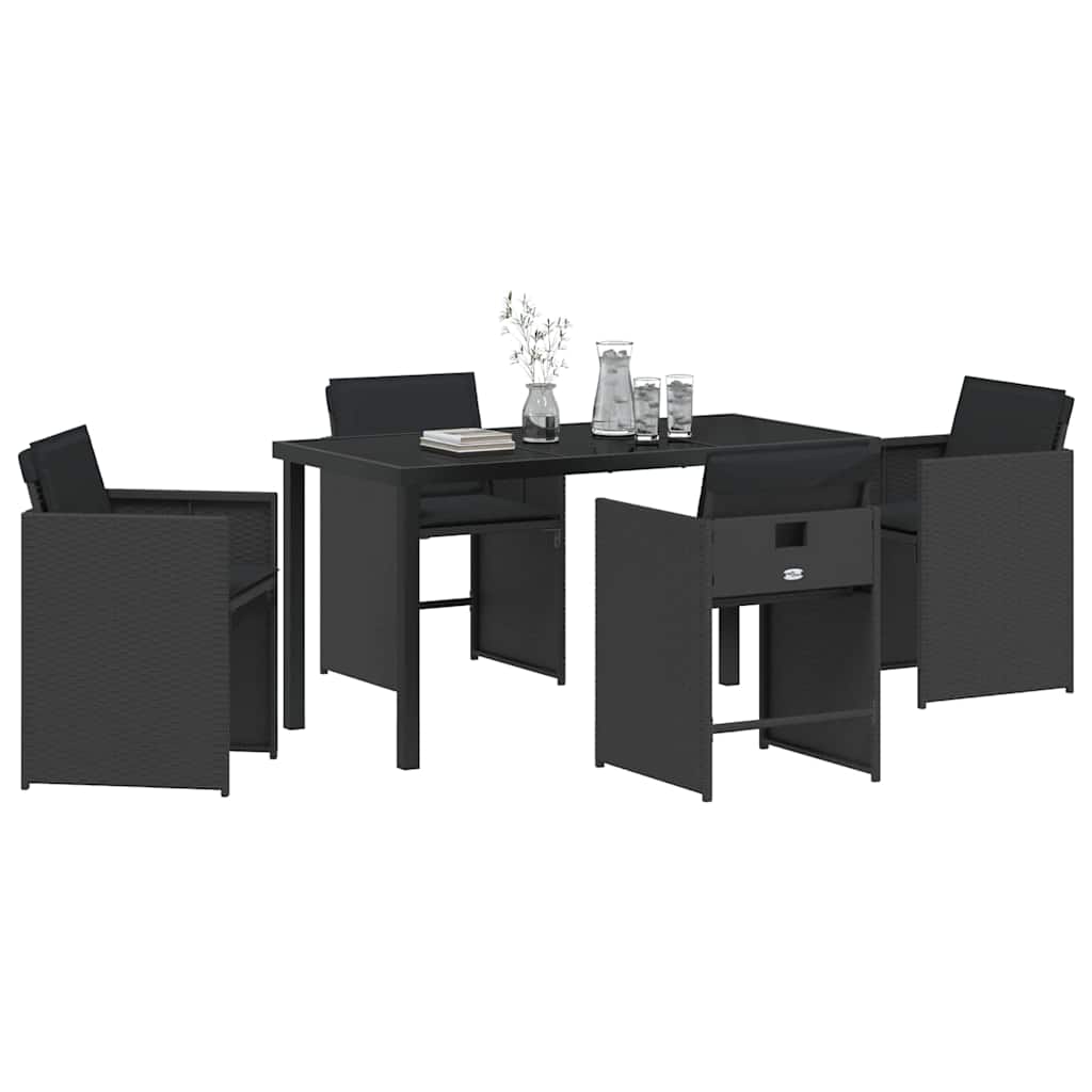 Kert étkező szett 5 pcs Fekete polirattan