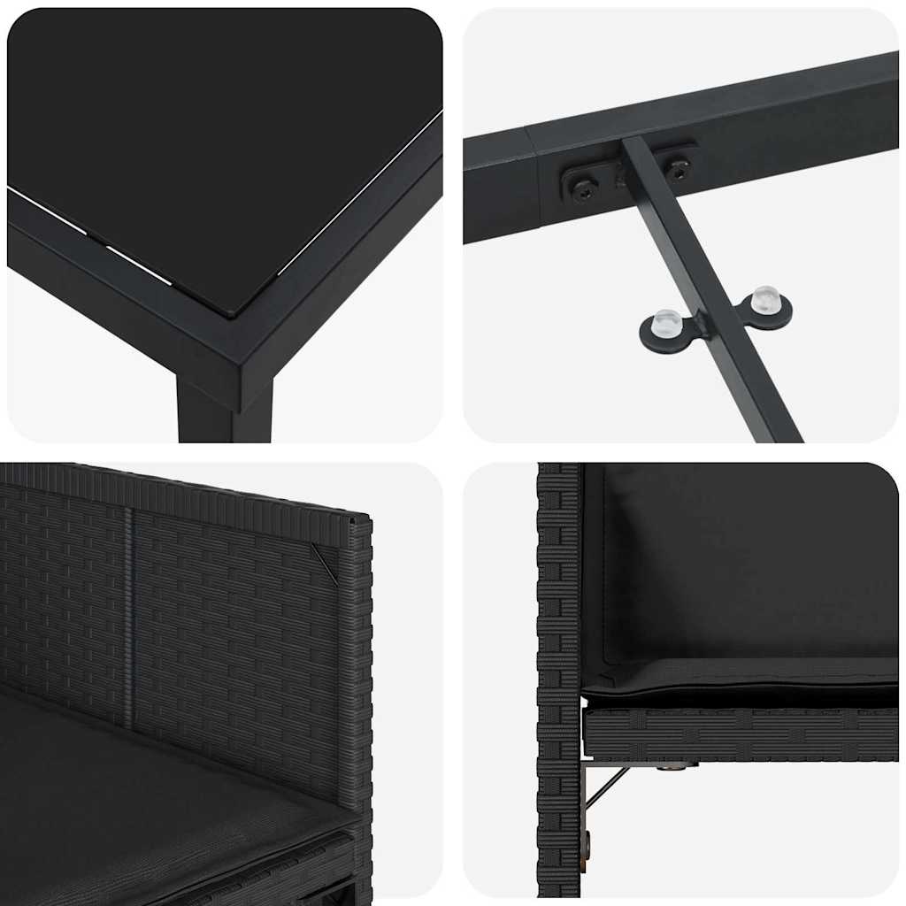 Kert étkező szett 5 pcs Fekete polirattan