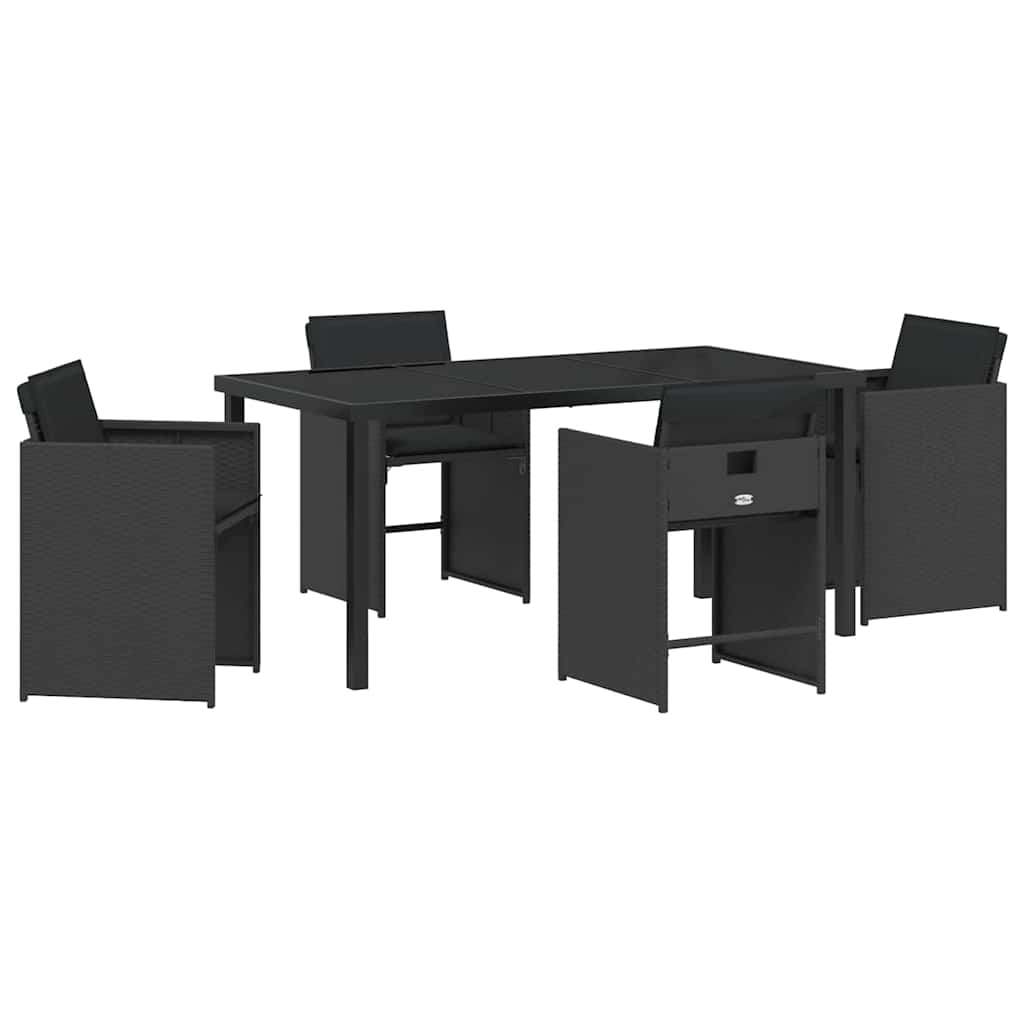 Kert étkező szett 5 pcs Fekete polirattan