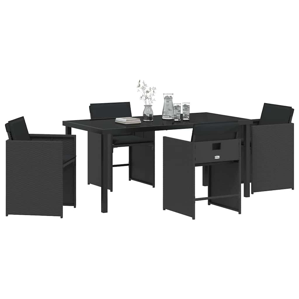 Kert étkező szett 5 pcs Fekete polirattan