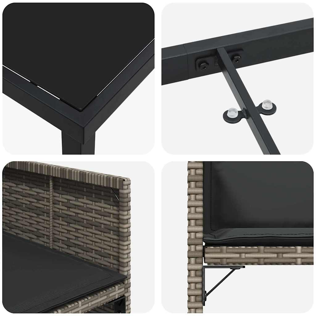 Kert étkező szett 5 pcs Szürke polirattan
