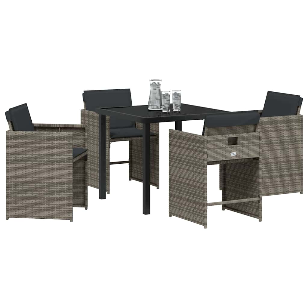 Kert étkező szett 5 pcs Szürke polirattan