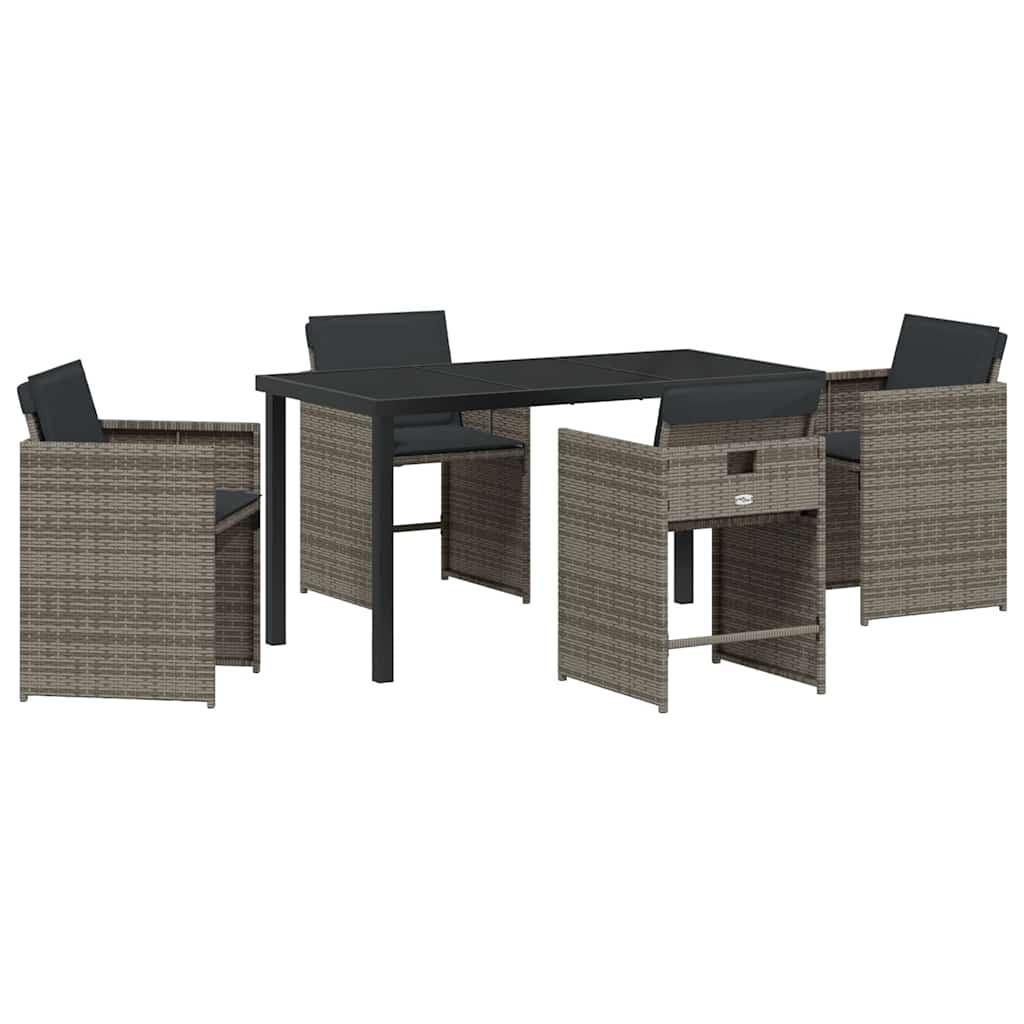Kert étkező szett 5 pcs Szürke polirattan