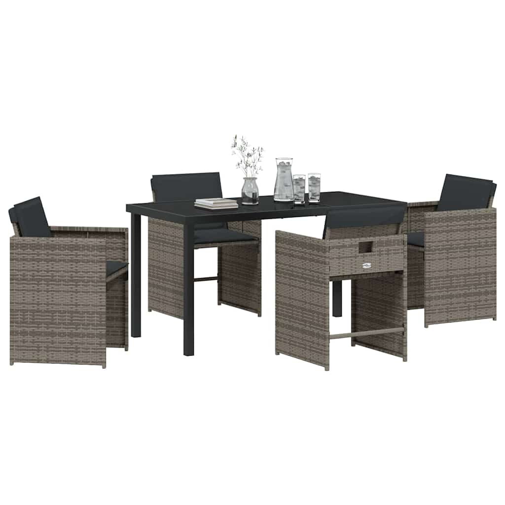 Kert étkező szett 5 pcs Szürke polirattan