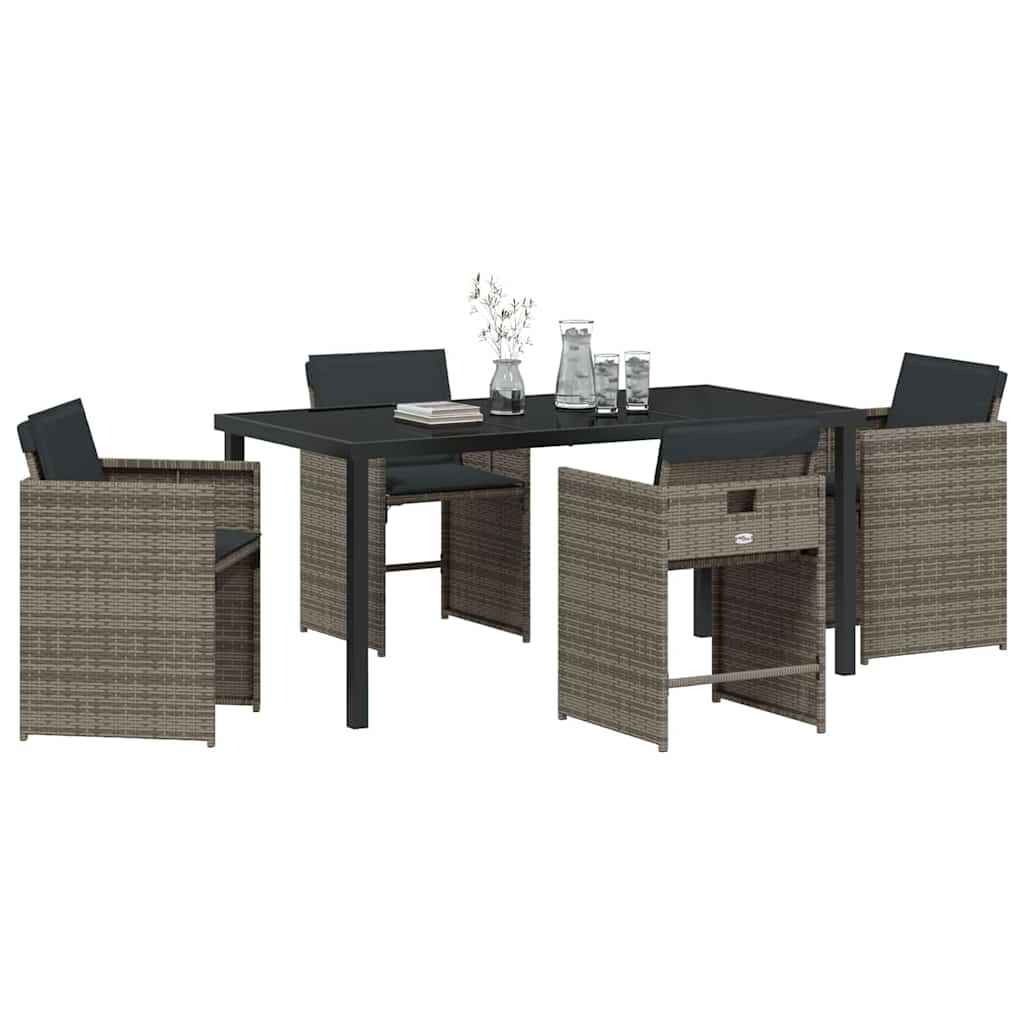 Kert étkező szett 5 pcs Szürke polirattan