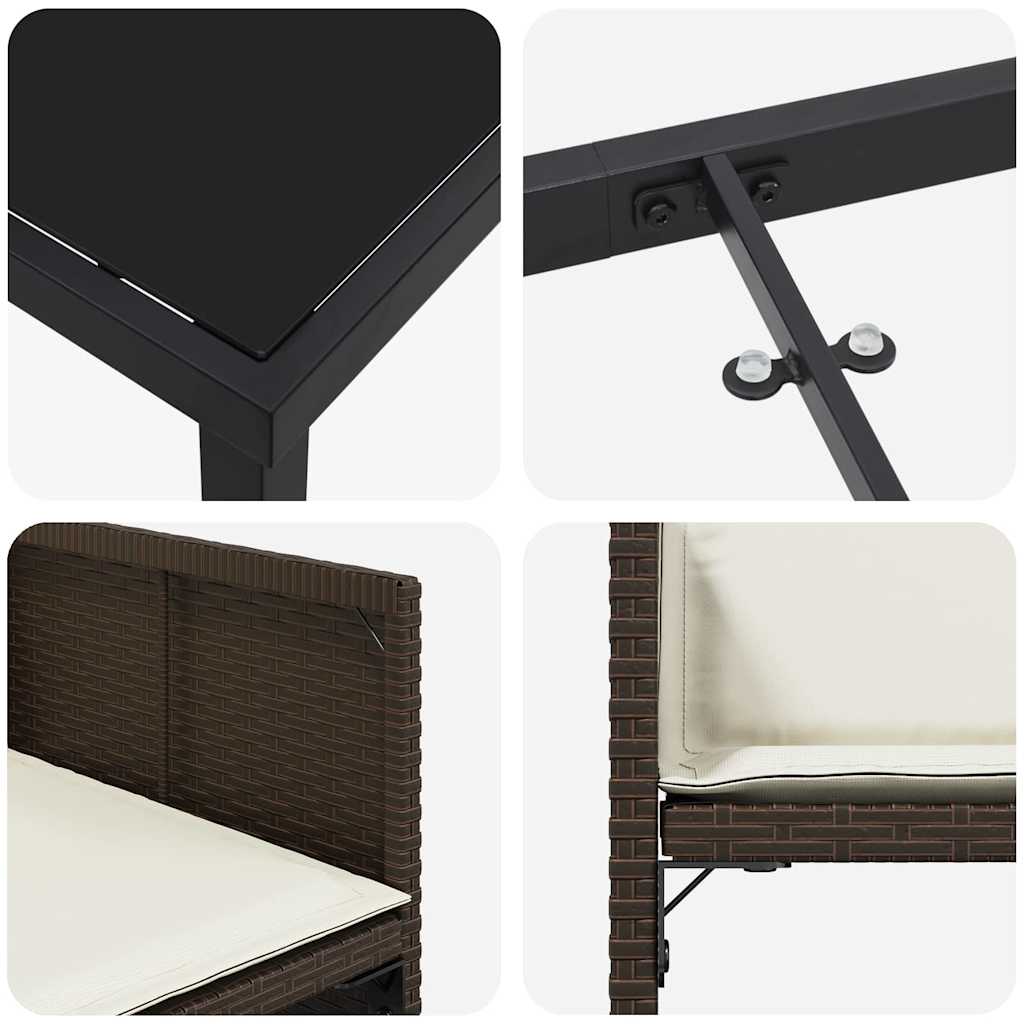 Kert étkező szett 5 pcs Barna polirattan