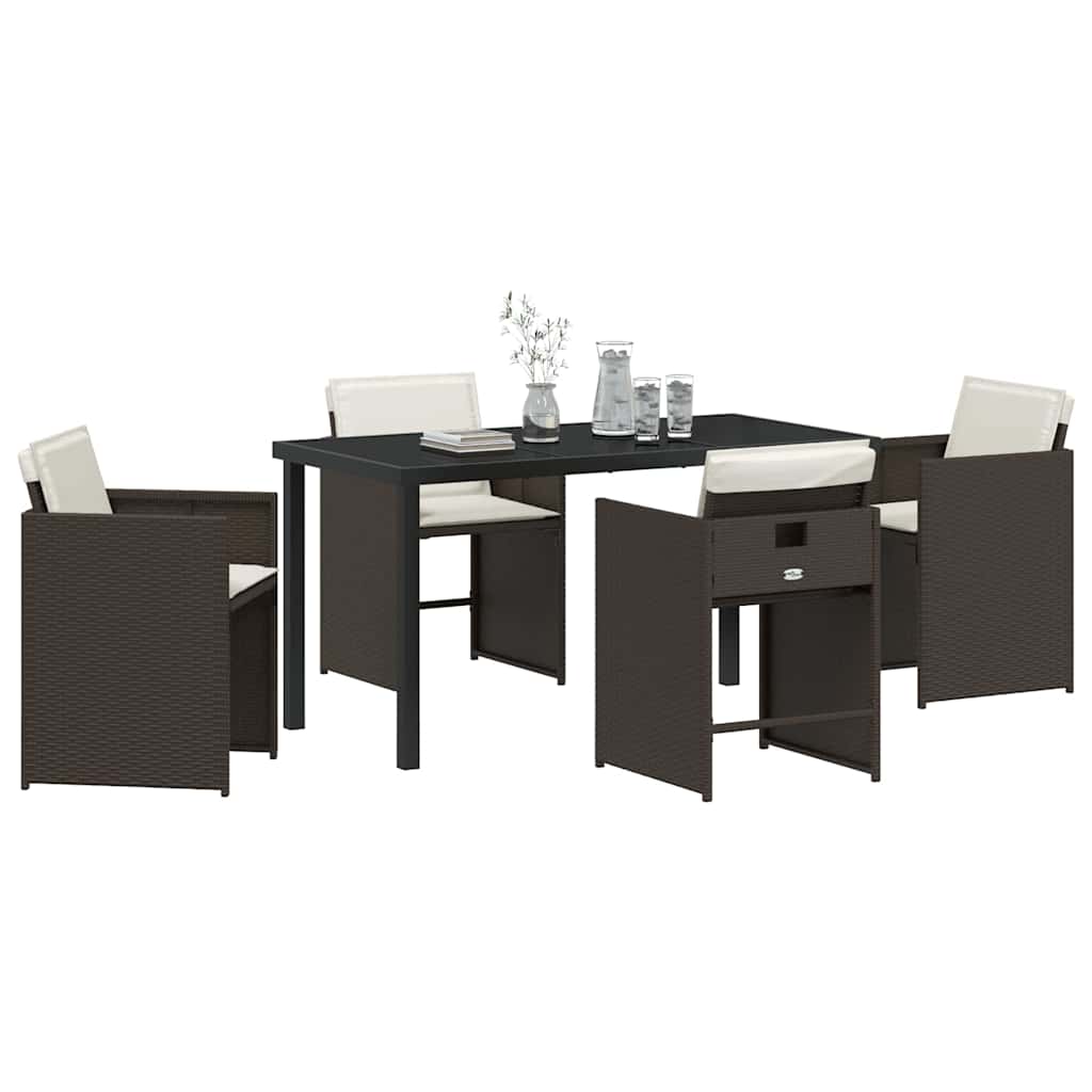Kert étkező szett 5 pcs Barna polirattan