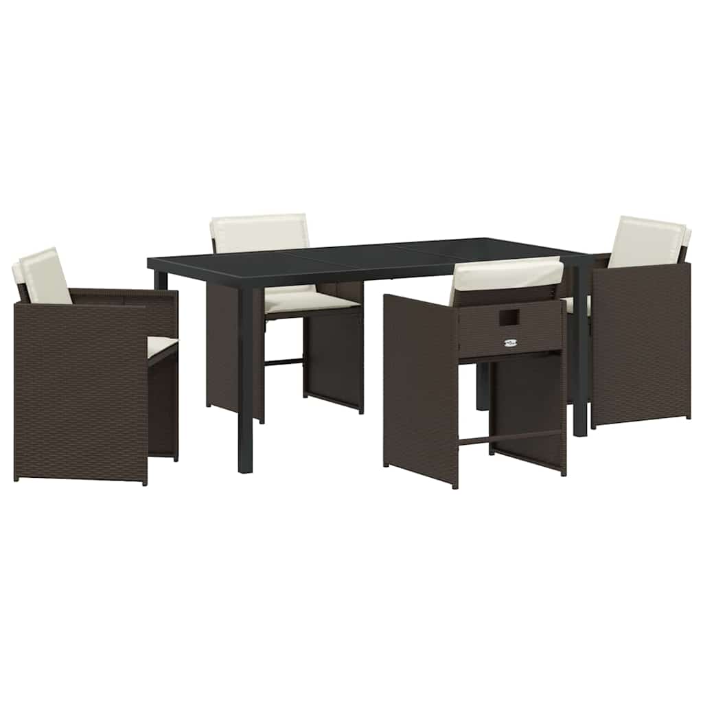 Kert étkező szett 5 pcs Barna polirattan
