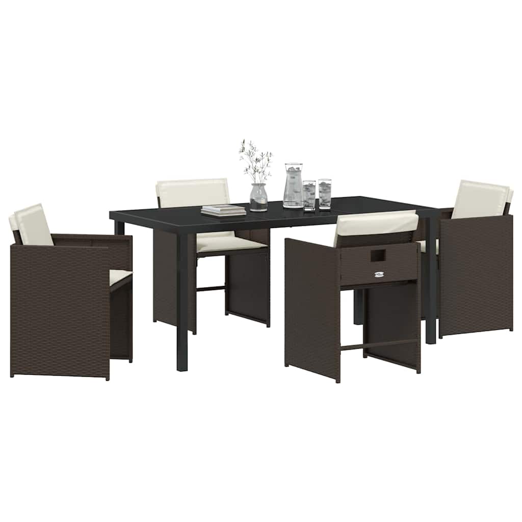 Kert étkező szett 5 pcs Barna polirattan